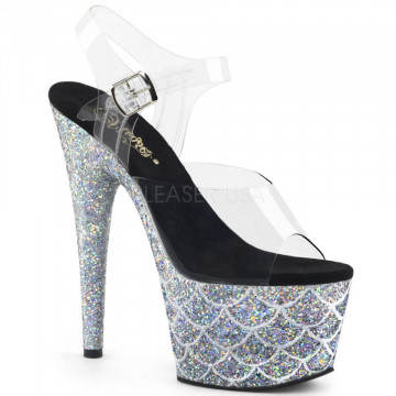 Pleaser ADORE-708MSLG Clr/Slv Multi Glitter