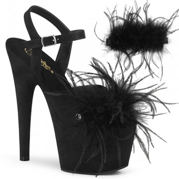 Pleaser ADORE-709F Blk Faux Suede-Feather/Blk Faux