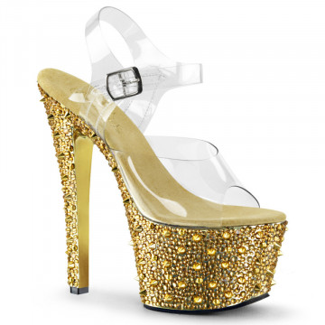 Pleaser BEJEWELED-708SP Clr/Gold Chrome