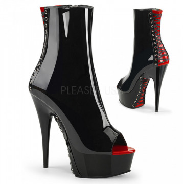 Pleaser DELIGHT-1025 Blk-Red Pat/Blk