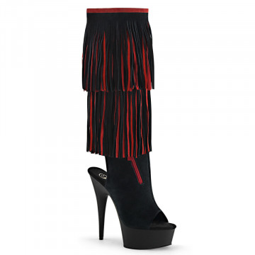 Pleaser DELIGHT-2059TT Blk-Red Suede/Blk Matte