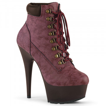 Pleaser DELIGHT-600TL-02 Burgundy Nubuck Faux Leat