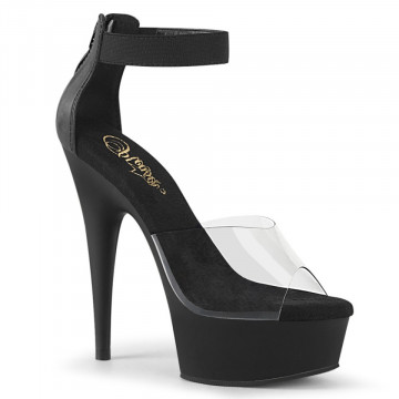 Pleaser DELIGHT-624 Clr-Blk Elastic Band/Blk Matte