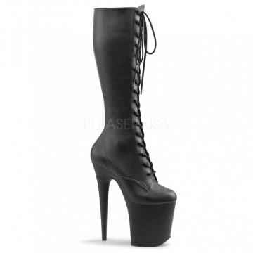Pleaser FLAMINGO-2023 Blk Str Faux Leather/Blk Matte