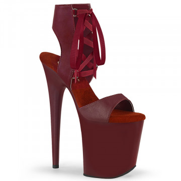 Pleaser FLAMINGO-800-14 Burgundy Faux Leather/Burg