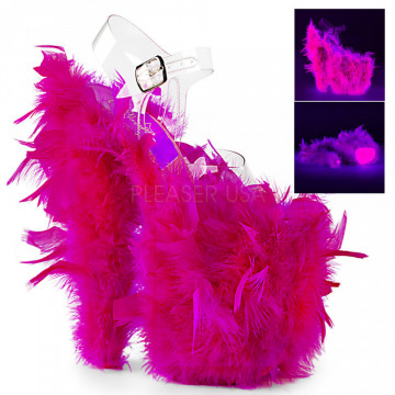 Pleaser FLAMINGO-808F Clr/Neon H. Pink Marabou Fea