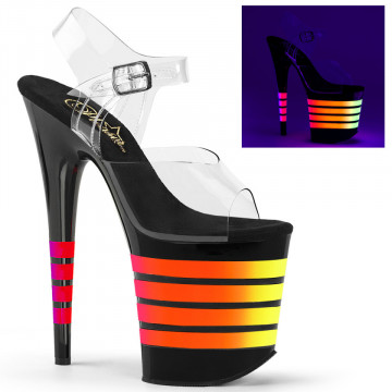 Pleaser FLAMINGO-808UVLN Clr/Blk-Neon Lines