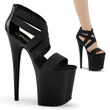 Pleaser FLAMINGO-869 Blk Elastic Band-Faux Leather/Blk Matte