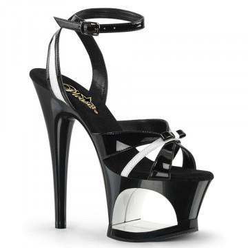 Pleaser MOON-728 Blk-Wht Pat/Blk