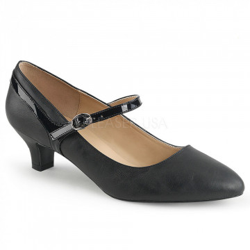 Pleaser Pink Label FAB-425 Blk Faux Leather-Pat