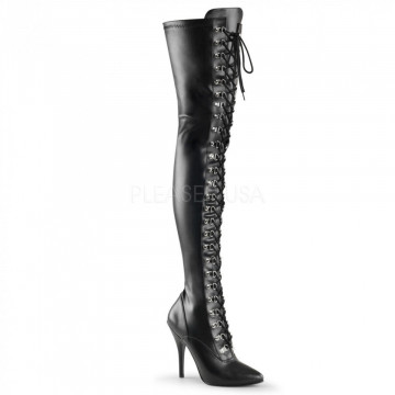 Pleaser SEDUCE-3024 Blk Str Faux Leather