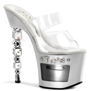 Pleaser sandali DICE-702-2 tacco a dadi argento