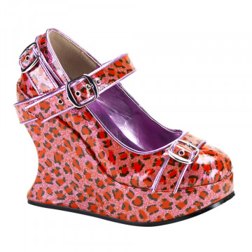 Demonia BRAVO-10 Pink Pearlized Cheetah Gltr Pat