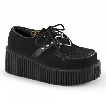 Demonia CREEPER-206 Blk Vegan Suede-Vegan Leather