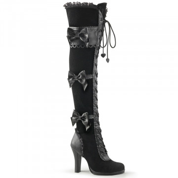 Demonia GLAM-300 Blk Vegan Leather-Velvet