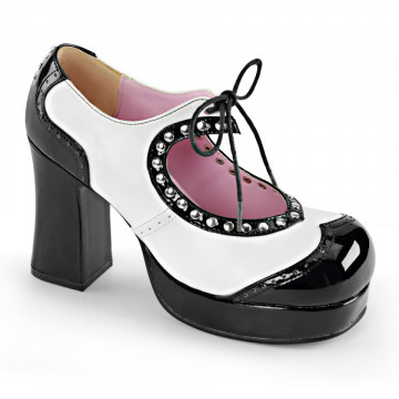 Demonia GOTHIKA-10 BlK Pat-Wht Vegan Leather