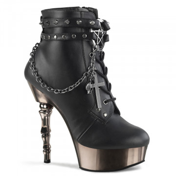 Demonia MUERTO-1001 Blk Faux Leather/Pewter Chrome