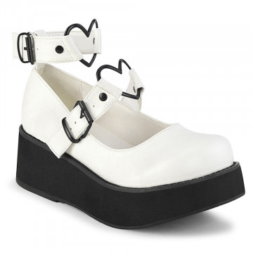 Demonia SPRITE-02 Wht Vegan Leather