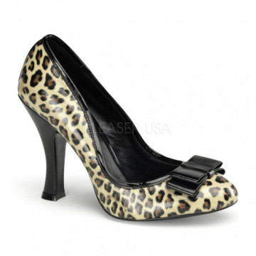 Pin Up Couture SMITTEN-01 Tan Pu-Blk Pat (Cheetah Print)