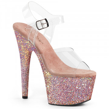 Pleaser ADORE-708LG Clr/Dusty Blush Glitter