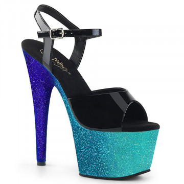 Pleaser ADORE-709OMBRE Blk Pat/Aqua-Blue Ombre
