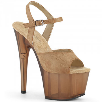 Pleaser ADORE-709T Camel Faux Leather/Frosted Brown