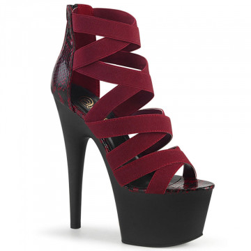 Pleaser ADORE-748SP Wine Elastic Band-Snake Print