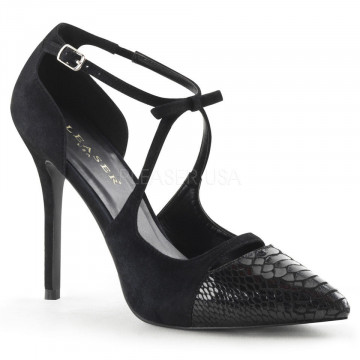 Pleaser AMUSE-38SN Blk Snake-Suede