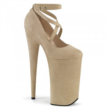 Pleaser BEYOND-087FS Beige Faux Suede/Beige Faux S