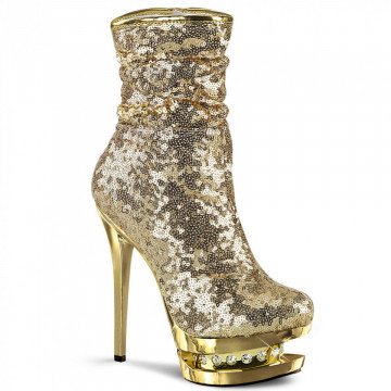 Pleaser BLONDIE-R-1009 Gold Sequins/Gold Chrome