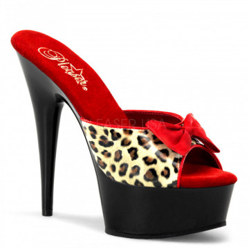 Pleaser DELIGHT-601-6 Tan Leopard Print Faux Leath