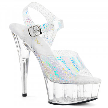 Pleaser DELIGHT-608N-CK Slv Cracker Hologram TPU/Clr