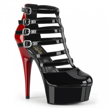 Pleaser DELIGHT-695 Blk-Red Pat/Blk