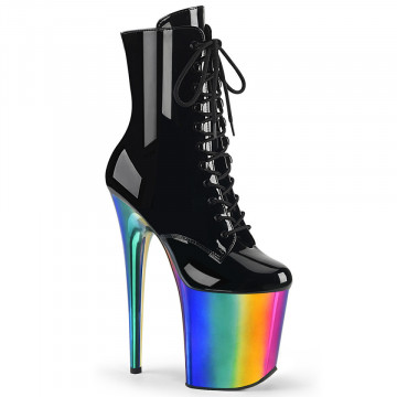 Pleaser FLAMINGO-1020RC Blk Pat/Rainbow Chrome