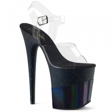 Pleaser FLAMINGO-808-2HGM Clr/Blk Glitter-Hologram