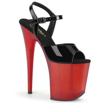 Pleaser FLAMINGO-809T Blk Pat/Frosted Red