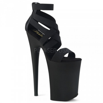 Pleaser INFINITY-969 Blk Elastic Band-Faux Leather