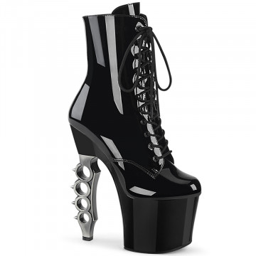 Pleaser IRONGRIP-1020 Blk Pat/Blk-Slv Brushed