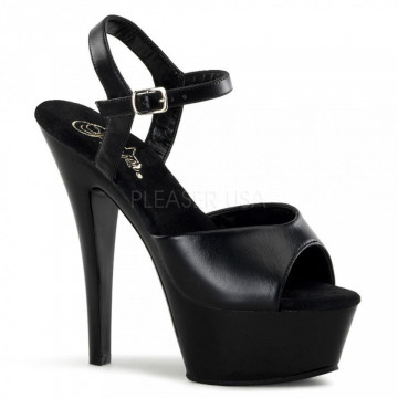 Pleaser KISS-209 Blk Leather/Blk