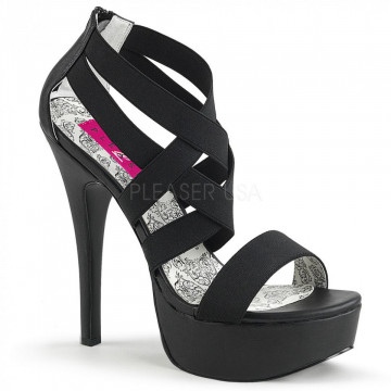 Pleaser Pink Label TEEZE-47W Blk Elasticated Band/