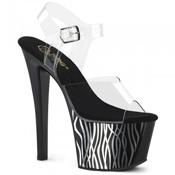 Pleaser SKY-308CP-2 Clr/Blk-Slv Chrome
