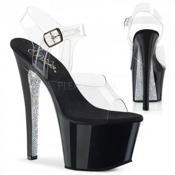 Pleaser SKY-308CRS Clr/Blk-Slv AB RSTN