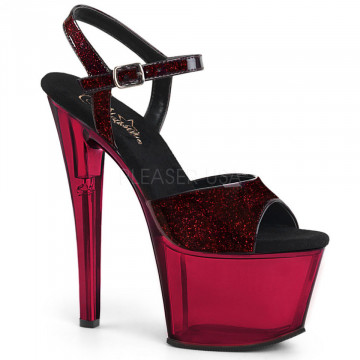 Pleaser SKY-309GPT Burgundy Glitter Pat/Burgundy Tinted