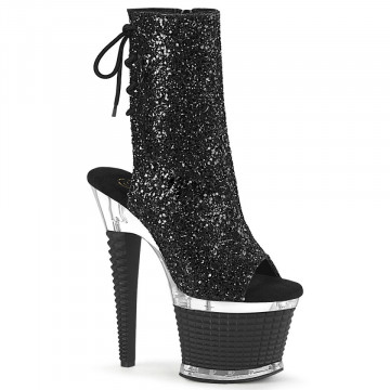 Pleaser SPECTATOR-1018G Blk Glitter/Clr-Blk Matte