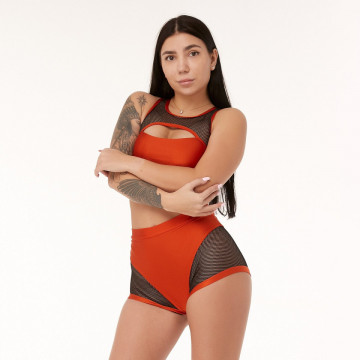 Polerina Anela Short Autumn Arancio con rete nera