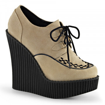 Demonia CREEPER-302 Cream Vegan Suede