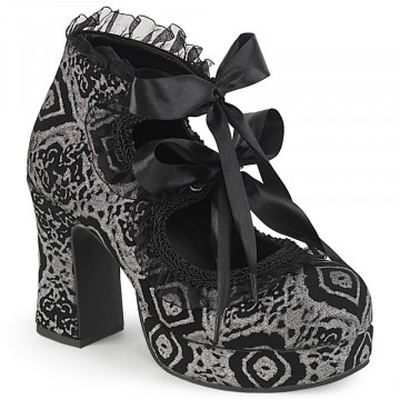 Demonia GOTHIKA-53 Blk-Silver Faux Nubuck Leather