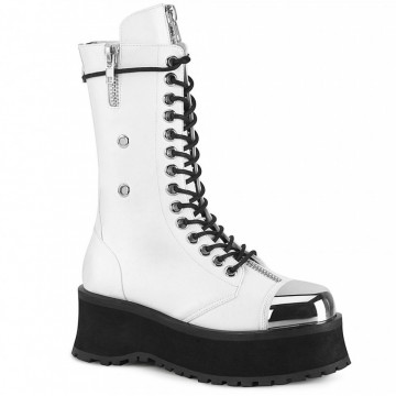 Demonia GRAVEDIGGER-14 Wht Vegan Leather