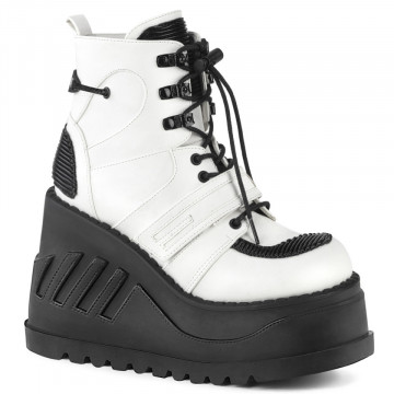 Demonia STOMP-13 Wht Vegan Leather