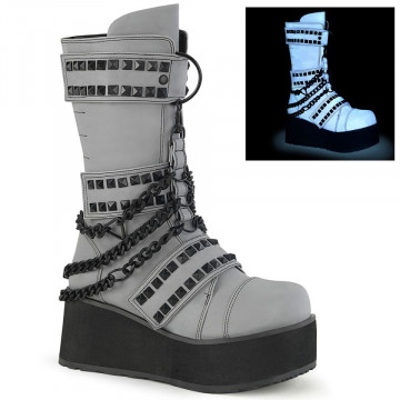 Demonia TRASHVILLE-138 Grey Multi Reflective Vegan Leather